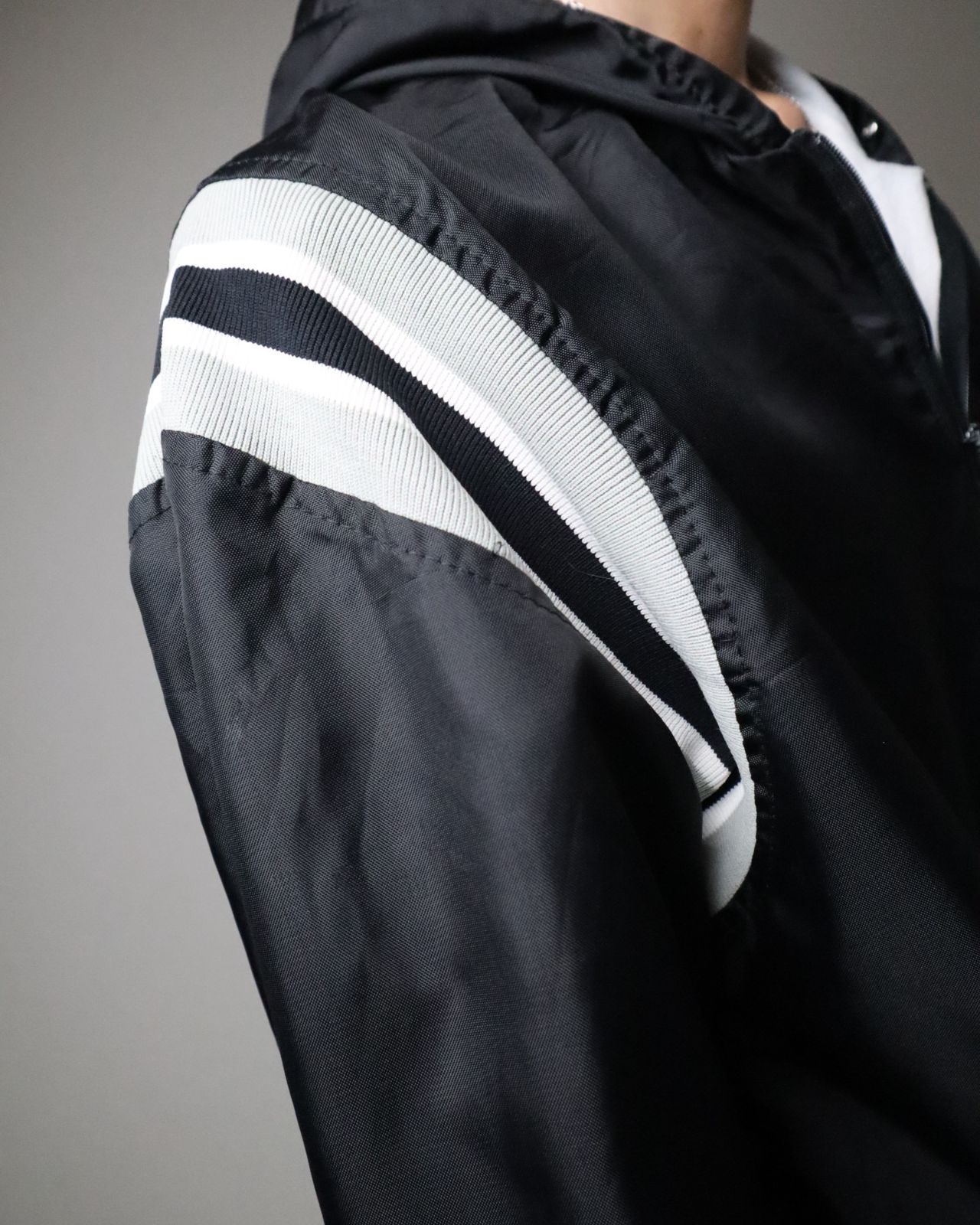 USA made line design rib anorak black USA製 vintage ライン