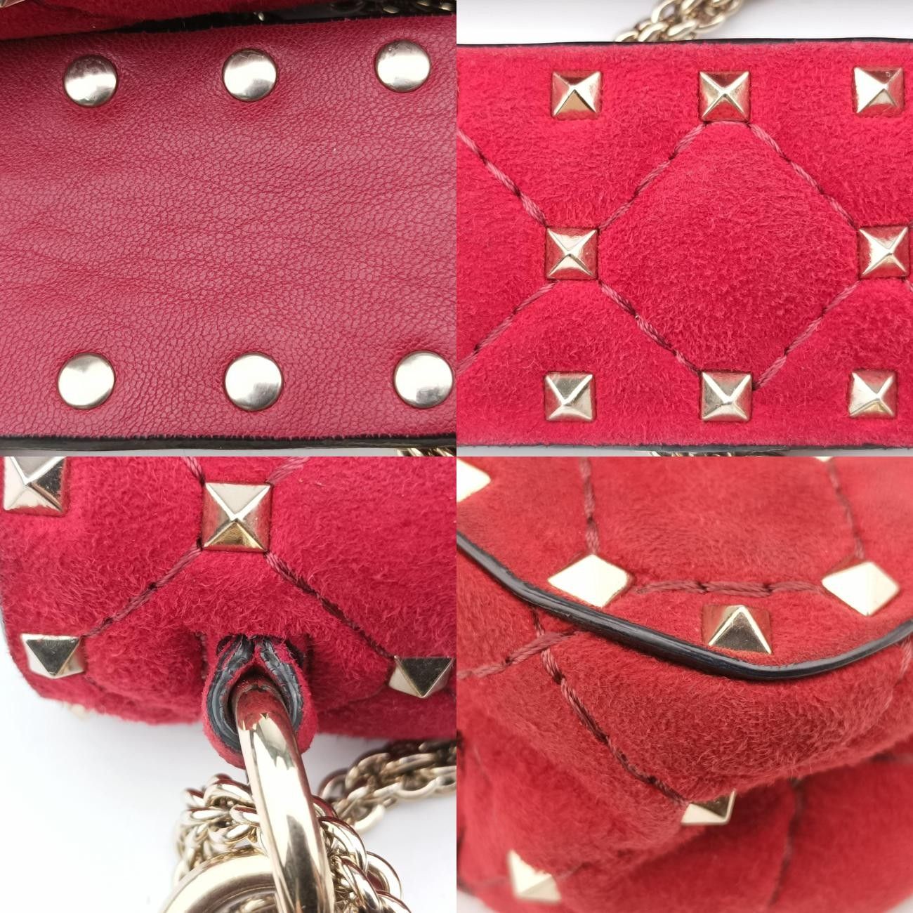 ヴァレンティノValentinoロックスタッズスパイクミディアムレッドレザーBL-M122CAS0