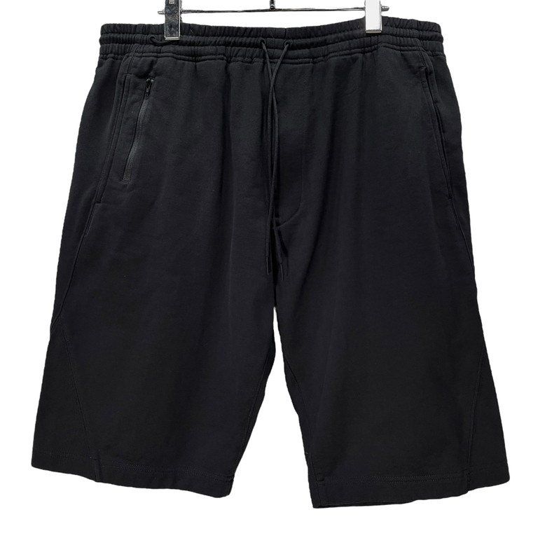 【ワイスリー】ヨウジヤマモト アディダス ハーフパンツ バックジップ S 黒 Y-3 ロゴプリントジップポケットスウェットイージーハーフパンツ