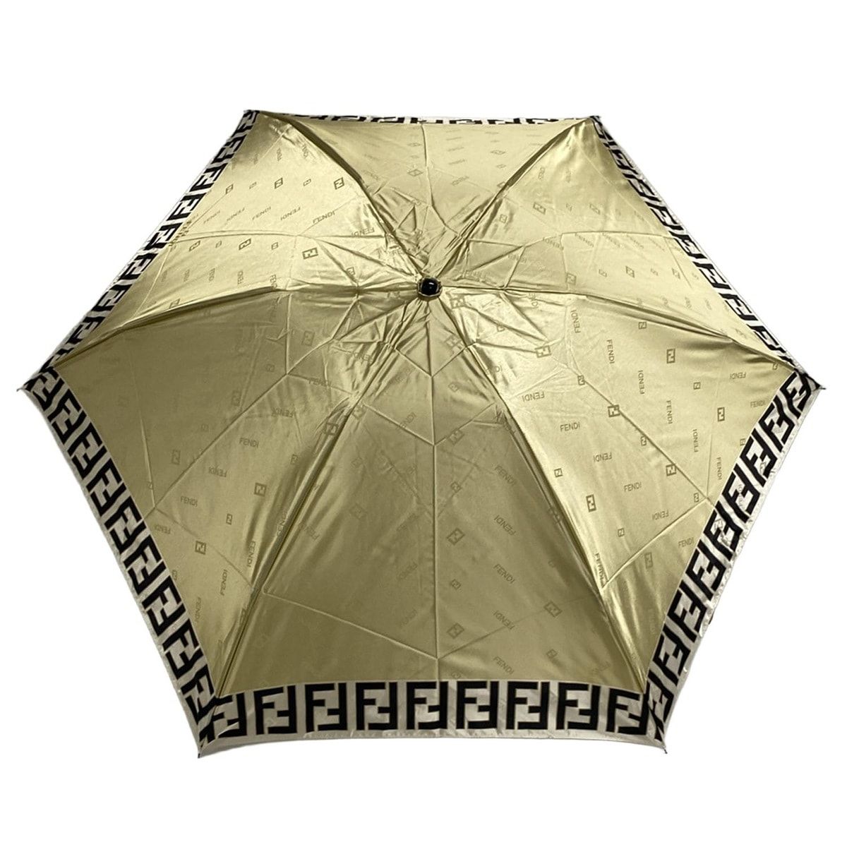 FENDI フェンディ 折りたたみ傘 - ゴールド×黒×アイボリー
