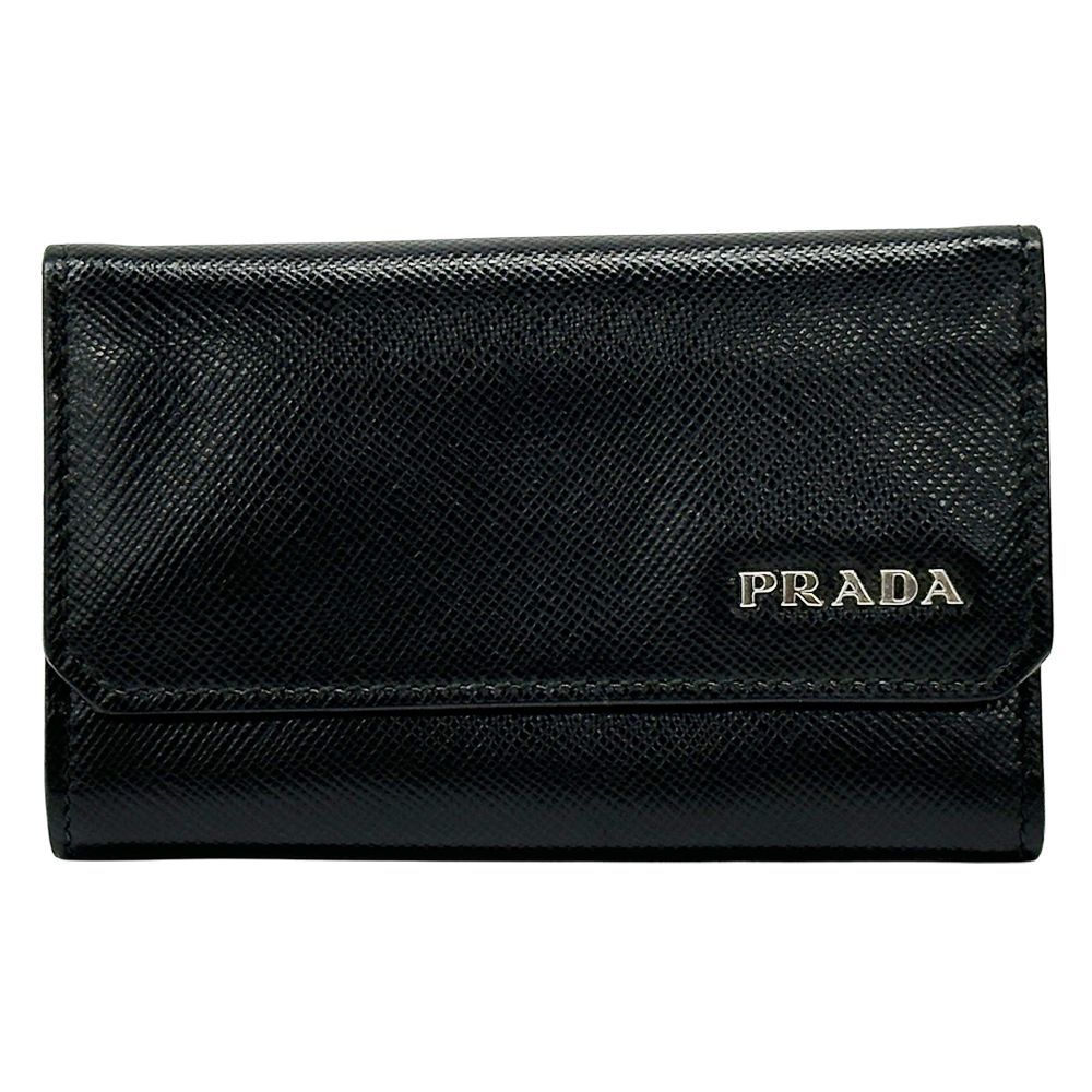 プラダ PRADA キーケース メンズ ブランド サフィアーノ ブラック 6連 シンプル シルバー金具