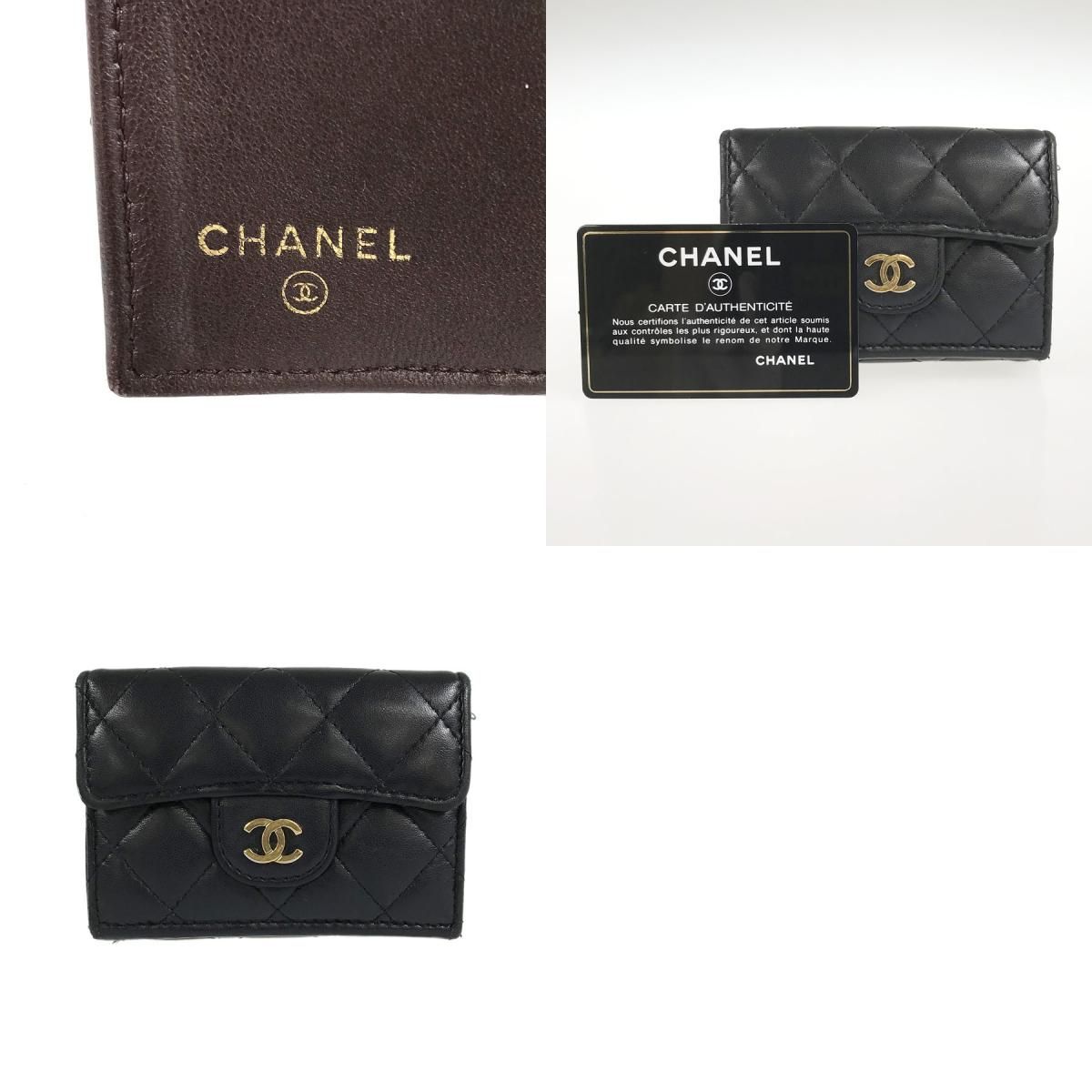 シャネル CHANEL コンパクト財布 マトラッセ ココマーク ブラック