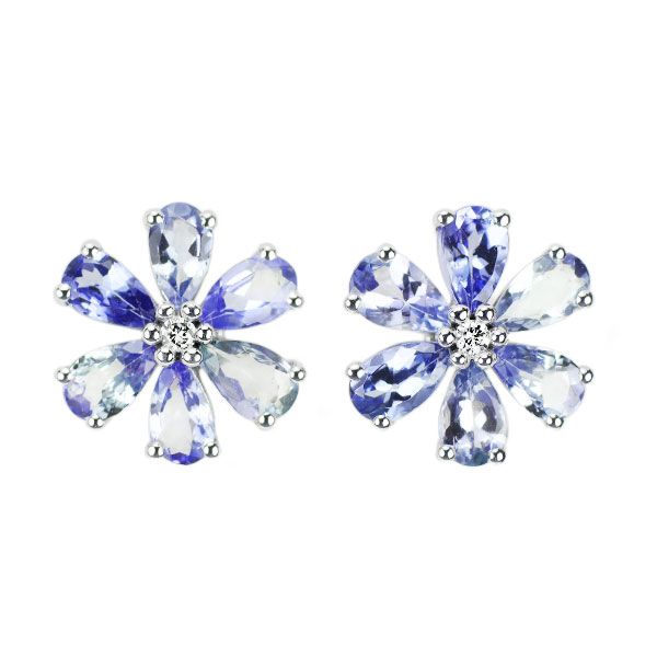 お気にいる K18WG タンザナイト D0.02ct 2.30ct ピアス ダイヤモンド アクセサリー