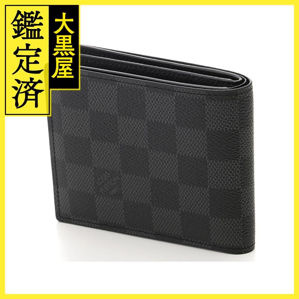 ダミエ　グラフィット　キャンバス　二つ折り長財布　小銭入れ無し ダミエ グラフィット キャンバス 二つ折り長財布 小銭入れ無し