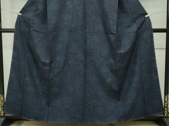 平和屋本店□極上 本場結城玉紬 結織苑 80亀甲 草花文 証紙付き 逸品