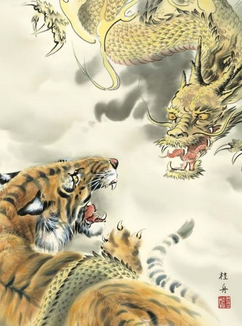 種類2：f6 額絵 長江桂舟 龍虎 f8・f6・f4サイズ 現代日本画