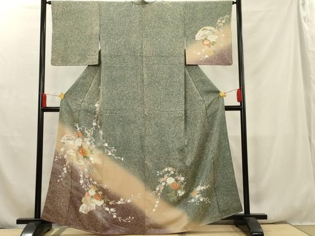 平和屋本店□極上 中国三大刺繍 スワトウ刺繍 汕頭刺繍 訪問着 紬地 道