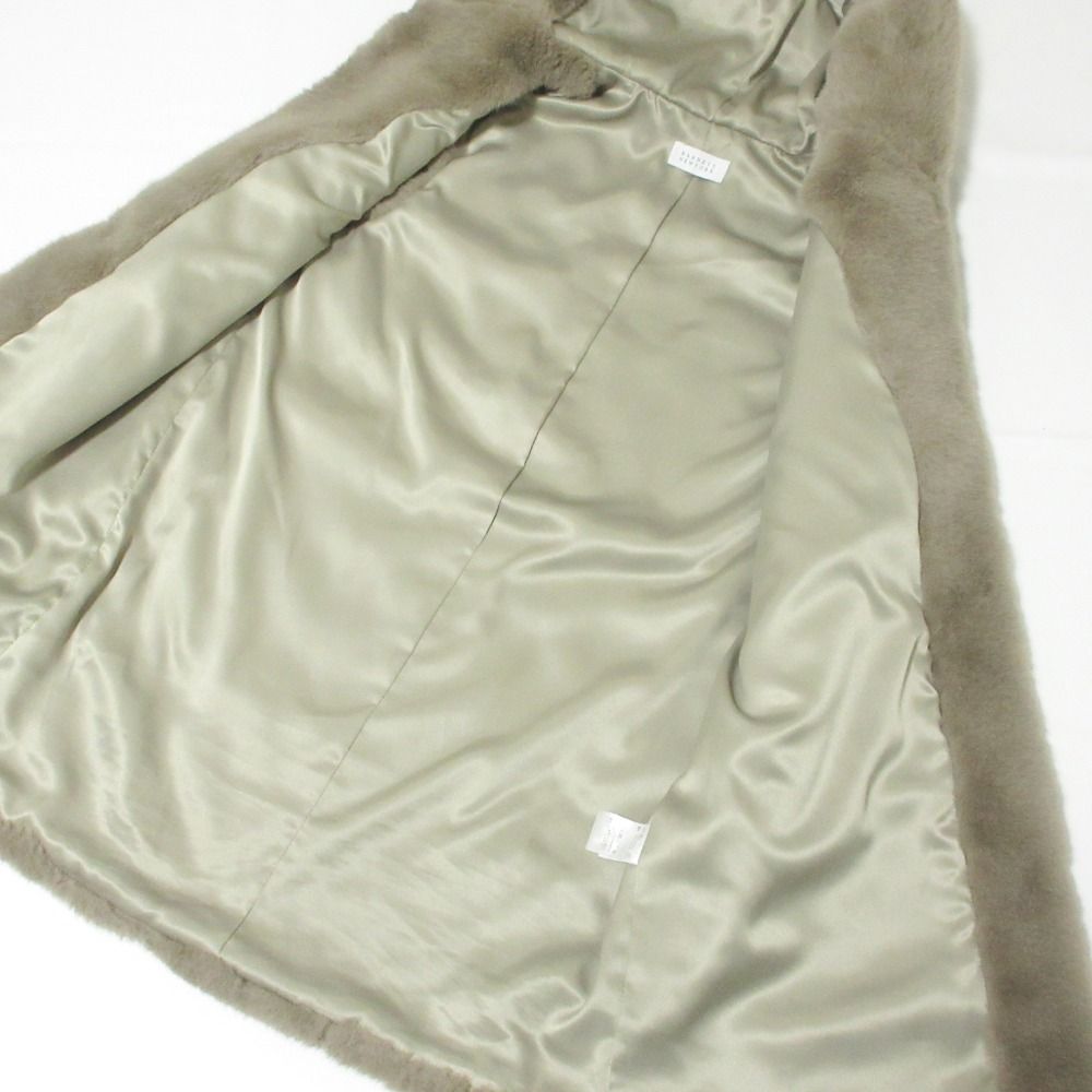 BARNEYS NEW YORK - 美品 BARNEYS NEW YORK バーニーズニューヨーク ロング フーデッド フェイクファーベスト ジレ F グレージュ レディース 古着 中古 USED 美品 BARNEYS NEW YORK バーニーズニューヨーク ロング