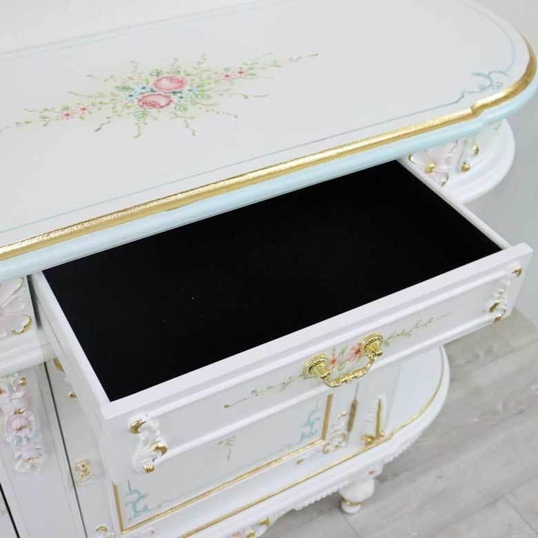 ロココ調 サイドボード キャビネット 白家具 クラシック
