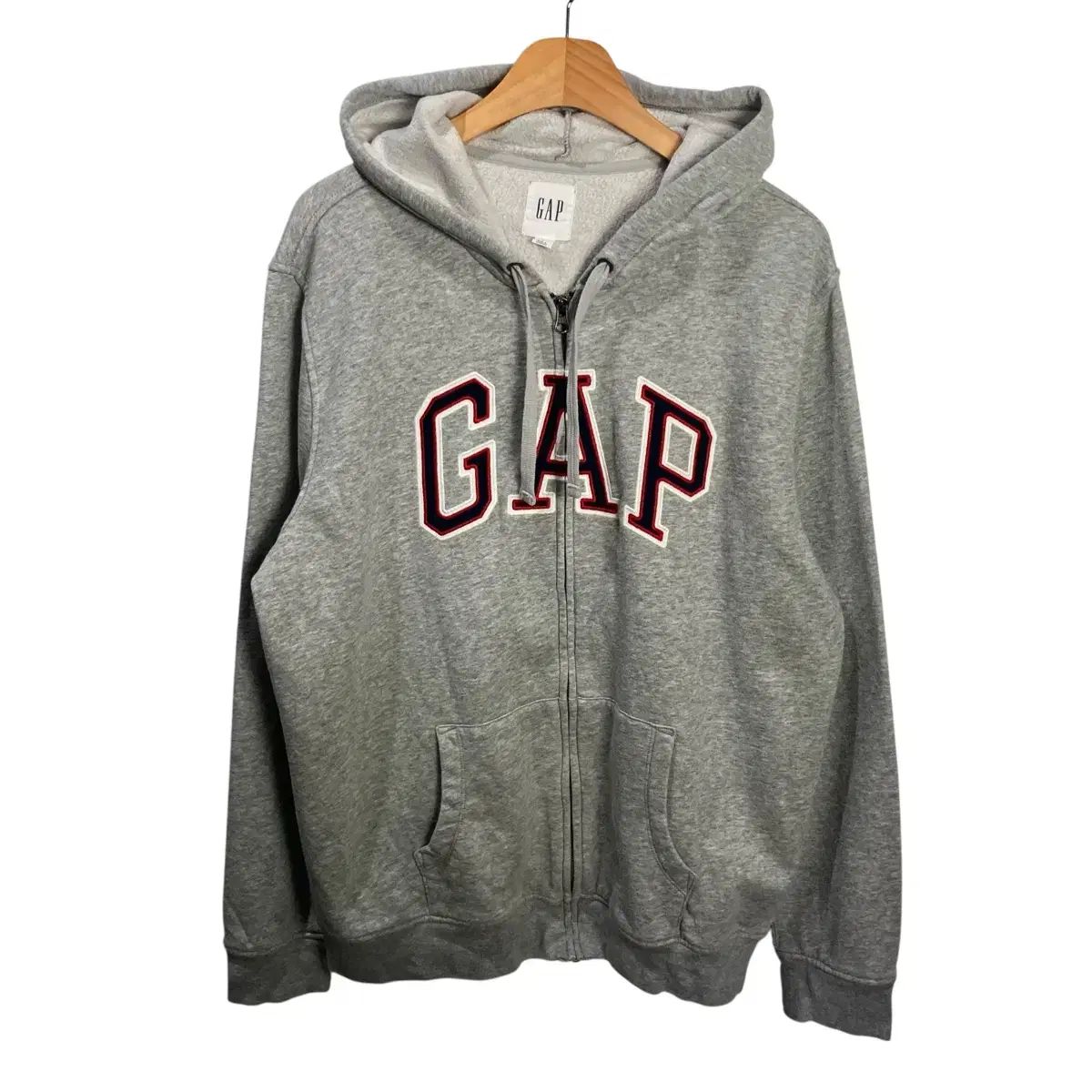 Gap ビックロゴ グレー ジップアップパーカー フード付き - メルカリ