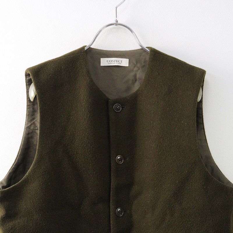 nestrobe CONFECT ウールモッサー クルーネックベスト カーキ