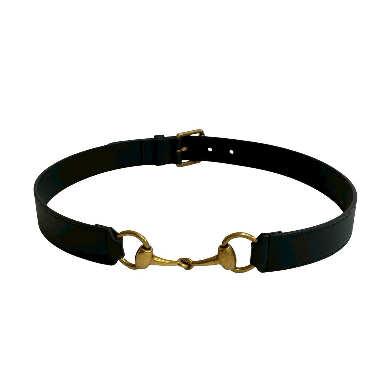 GUCCI オールドグッチ インターロッキング ホースビット ベルド レザー 黒 未使用保管品 希少品 箱 袋付き GUCCI グッチ ホースビット ロゴ