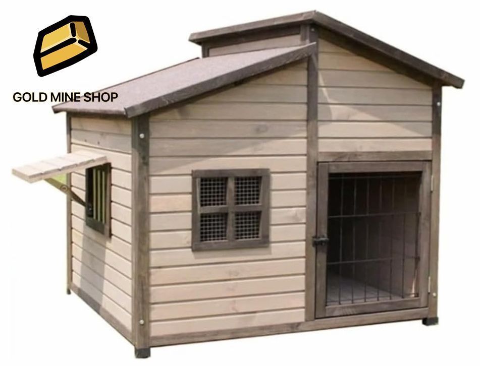 無垢材の犬小屋 屋外の木造犬小屋 大型犬小屋 屋外防水犬小屋 L 84*74*80CM