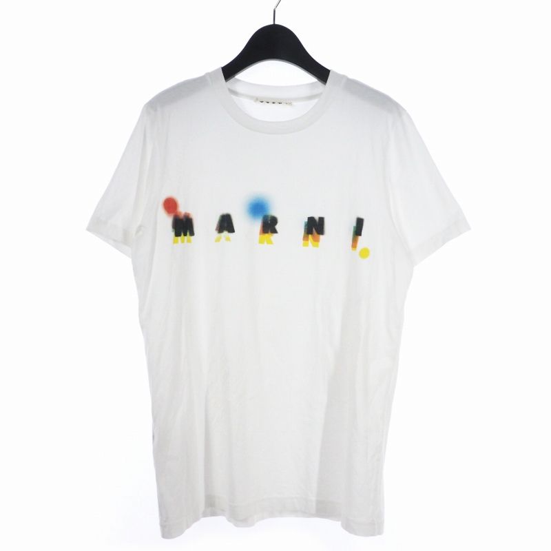 マルニ MARNI ロゴ プリント Tシャツ クルーネック 46 白 ホワイト HUMU0170P0