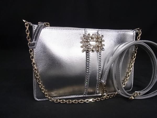 Roger Vivier ジュドゥ フィーユ ファブリック チェーン ショルダーバッグ ホワイト×グリーン (184320