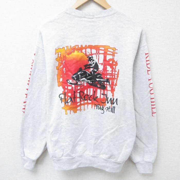 L/古着 ジャージーズ 長袖 スウェット メンズ 00s フラットロック クルーネック 薄グレー 霜降り 24sep18 中古 スエット トレーナー トップ
