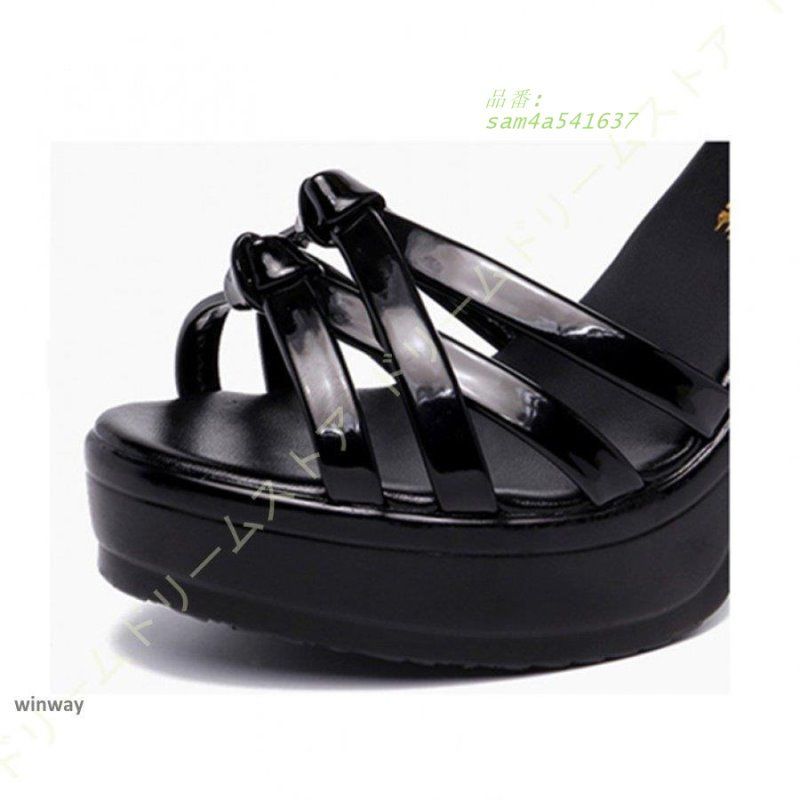 業界最安値の30%OFF~50%OFF!! 赤字覚悟!厚底 サンダル レディース 美脚 脚長効果 ハイヒール クロスベルト カジュアルヒールサンダル ストーム 太ヒール 10CMヒール am4a541637