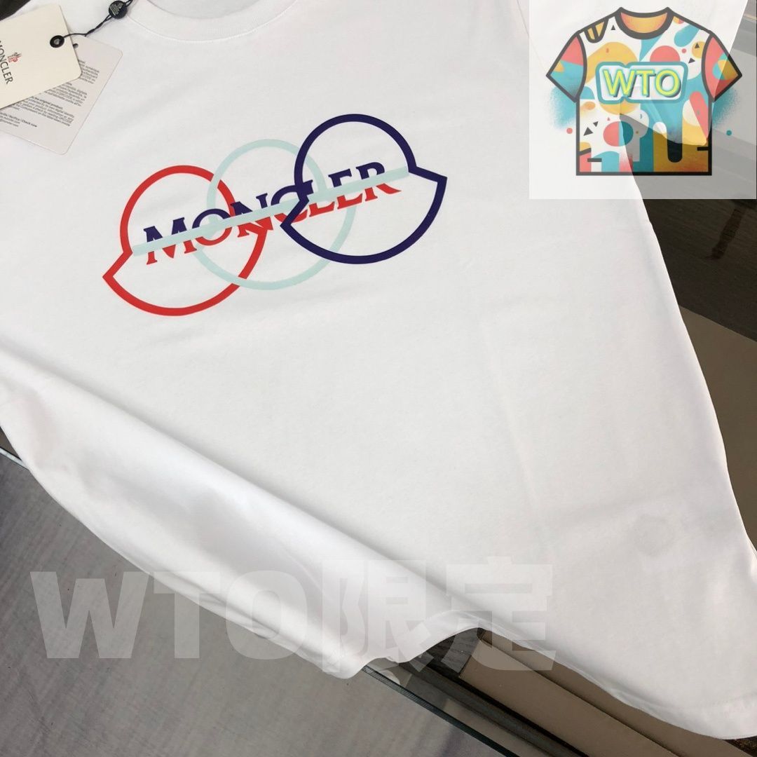  MONCLER 春夏 カップルTシャツ ブラック ホワイト WT 0輸入 Tシャツ アパレル キャラクターグッズ
