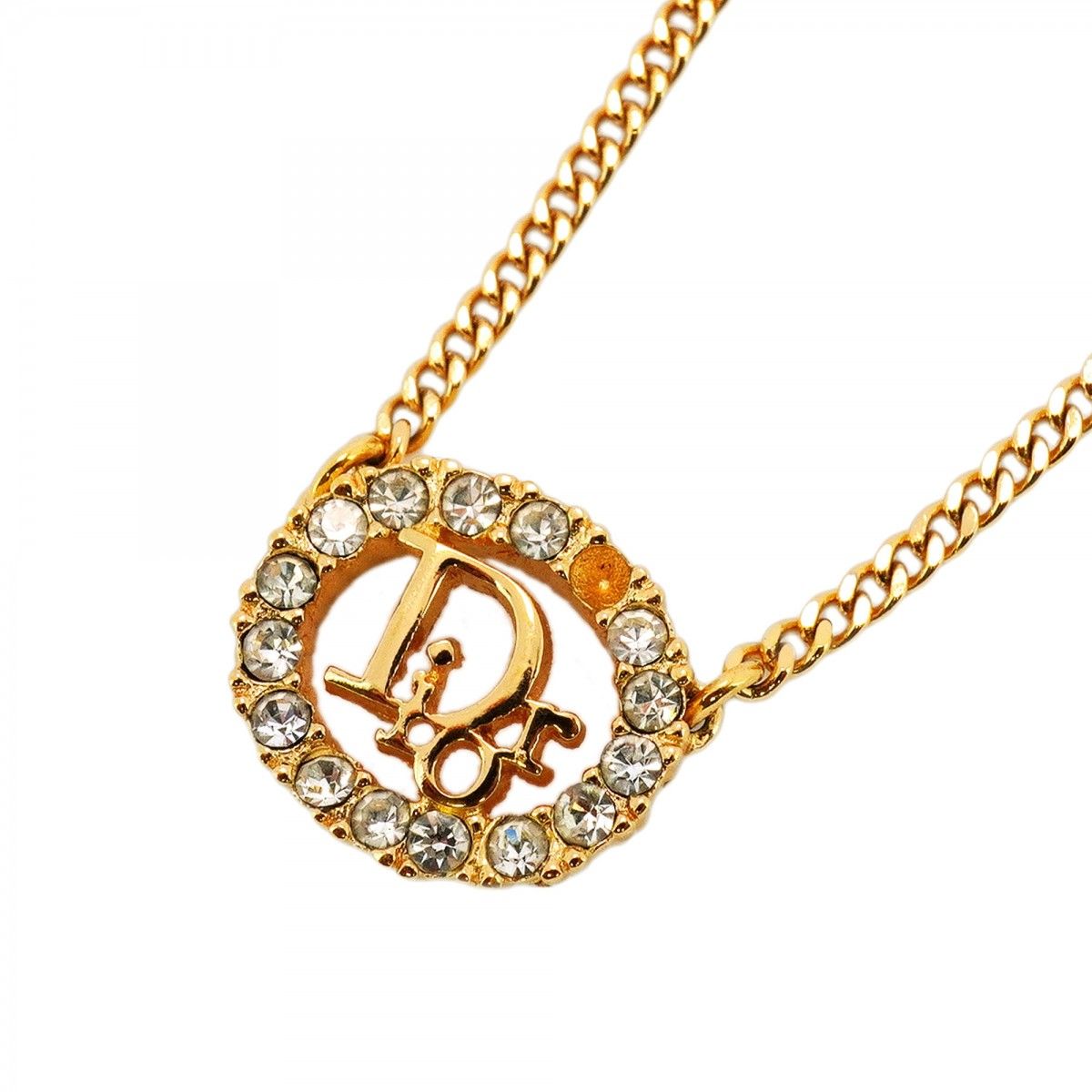 クリスチャンディオール ロゴ ネックレス GP 【中古】（Christian Dior  