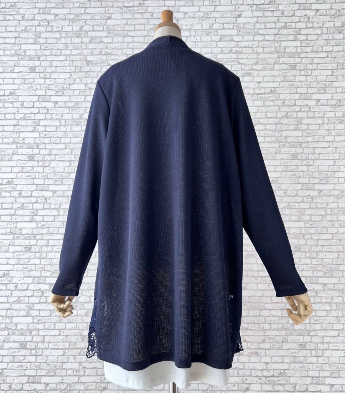5210ネイビー【新品M～L】*お値段以上の価値♪ヒップが隠れる長め丈*ゆったりトッパーカーディガン*9/11号*夏の日除けにも