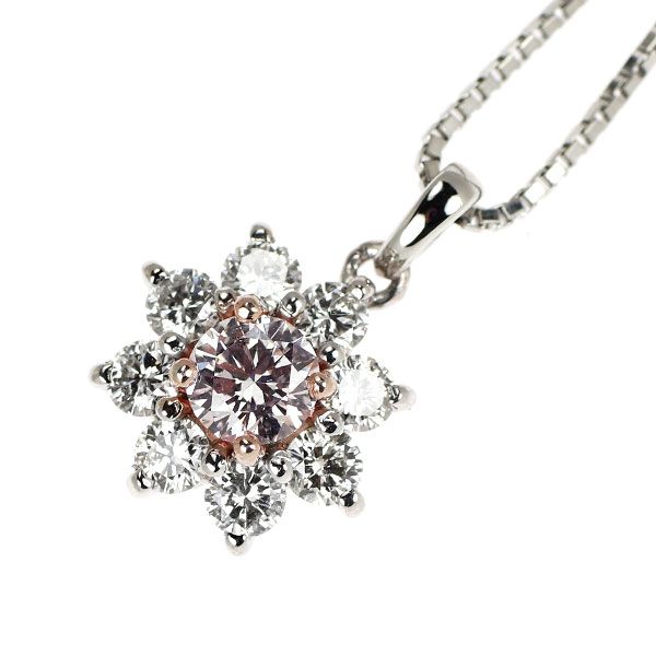 Pt900/Pt850 ダイヤモンド/ピンクダイヤ ペンダント//g404-23