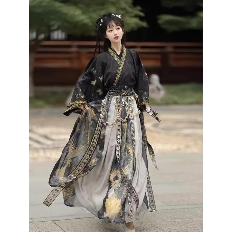 高品質 文化祭 漢服 魏晋時代コスプレ衣装 龍 蝶柄プリント レディース コスチューム 時代劇 華流舞台衣裳 ステージ衣裳 ハロウィン衣装 チャイナ服 中国 BJ1003ML03 ハロウィン