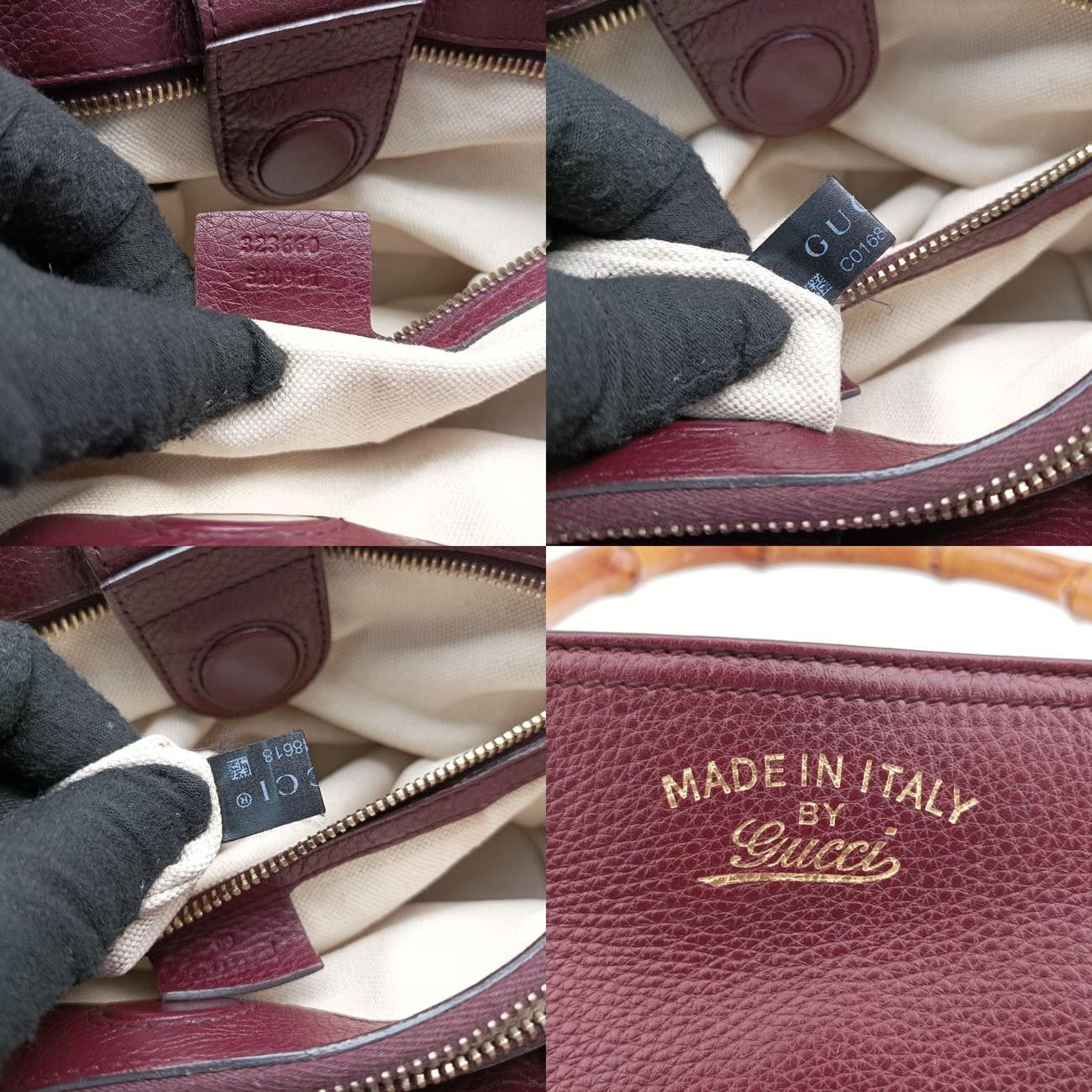 グッチGucciバンブーショッパーワインレッドレザー323660C016848618