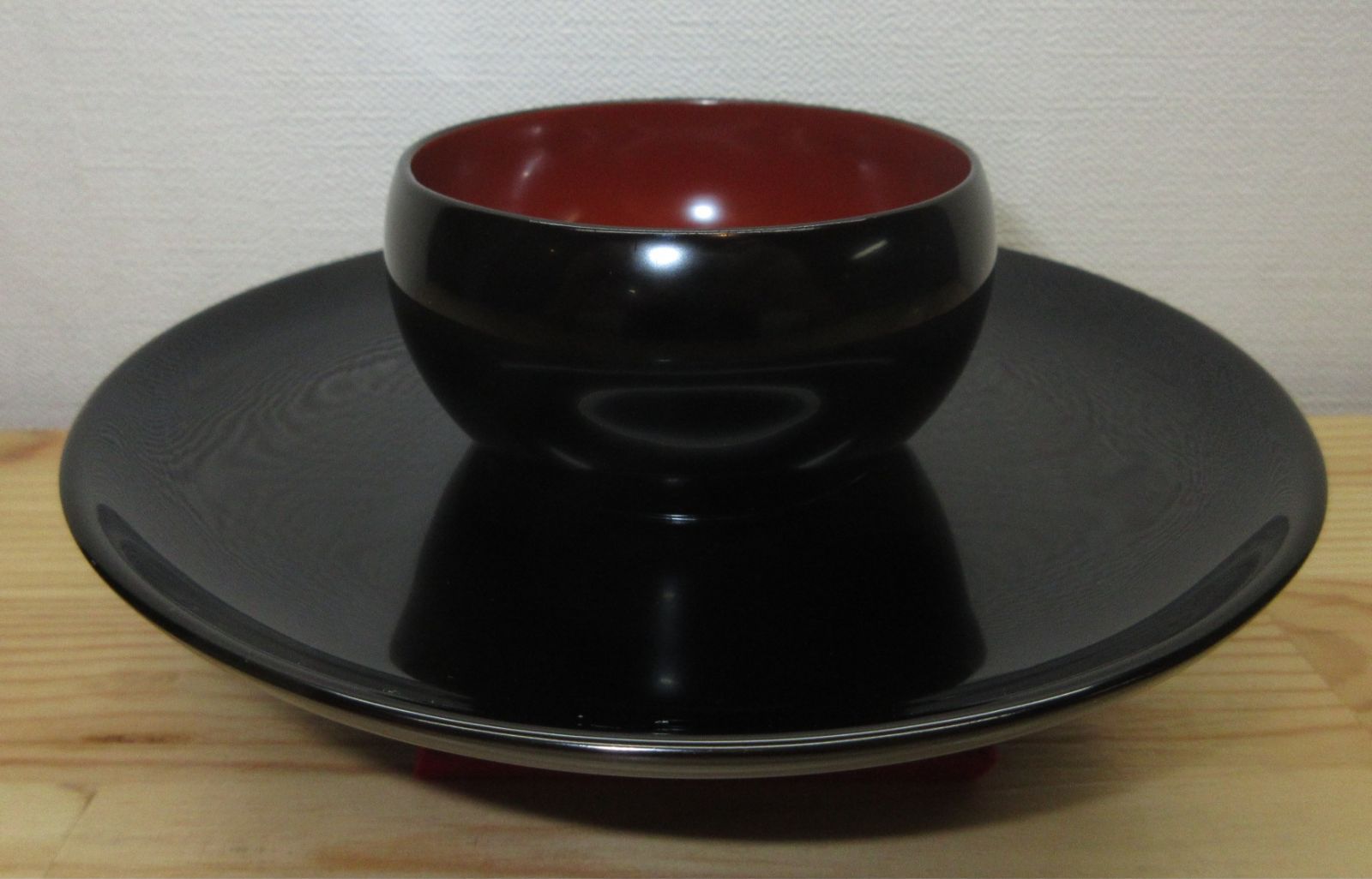 逢絢亭 茶道具 天目台 輪島塗 内朱塗 真塗 木製 静峰作 共箱入り