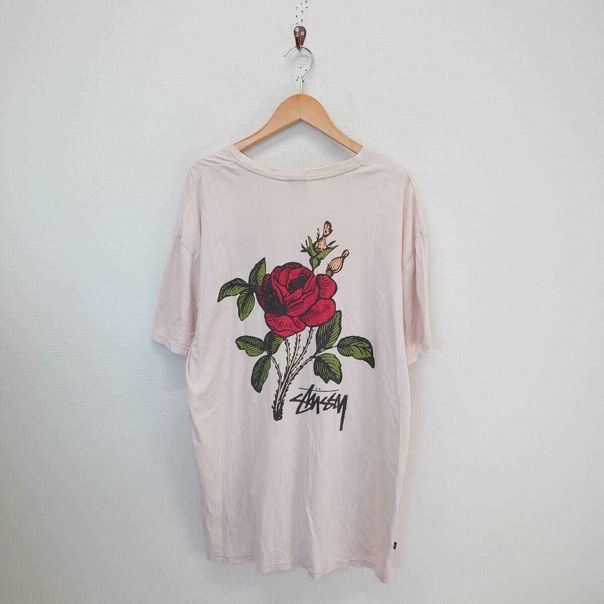 STUSSY ステューシー 半袖 Tシャツ 薔薇刺繍 バックプリント メンズ XL 10116853