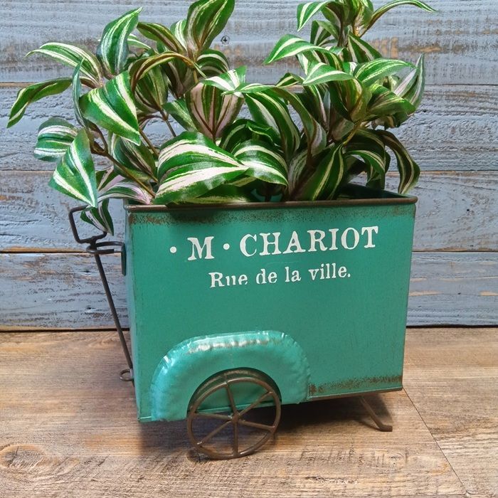 ブリキプランターカート おしゃれ ガーデニング 植木鉢 可愛い リベルテ ブリキ カート 花台 Liberte' オーナメント アンティーク ガーデニング雑貨 プランターラック ルーフワゴン S ハウス