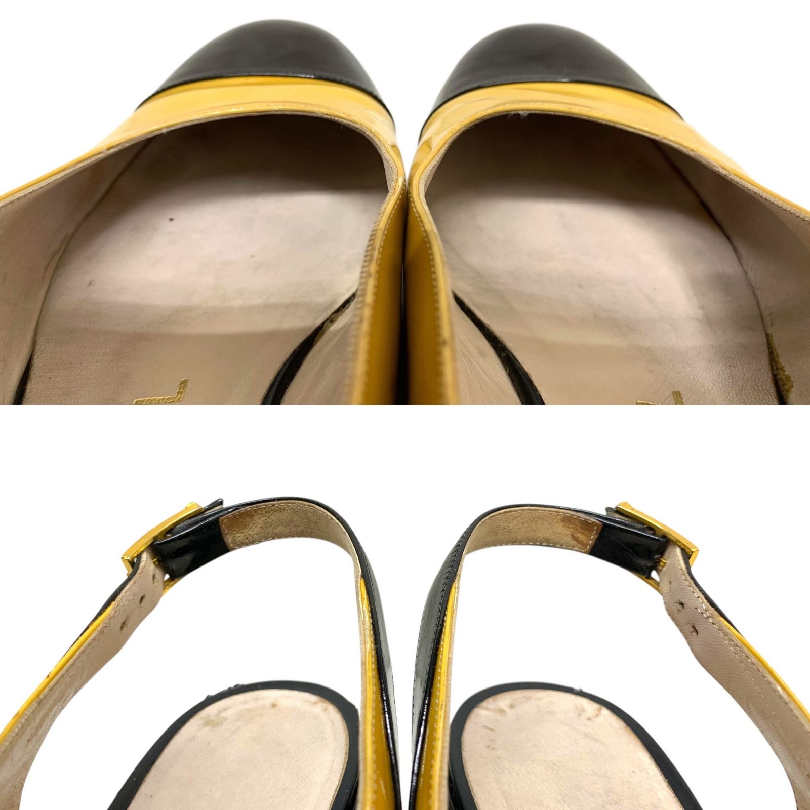 CHANEL シャネル バイカラー バックベルトパンプス EU36 23cm相当 イエロー×ブラック レディース|036 WWW_WOWDIGSITE_COM