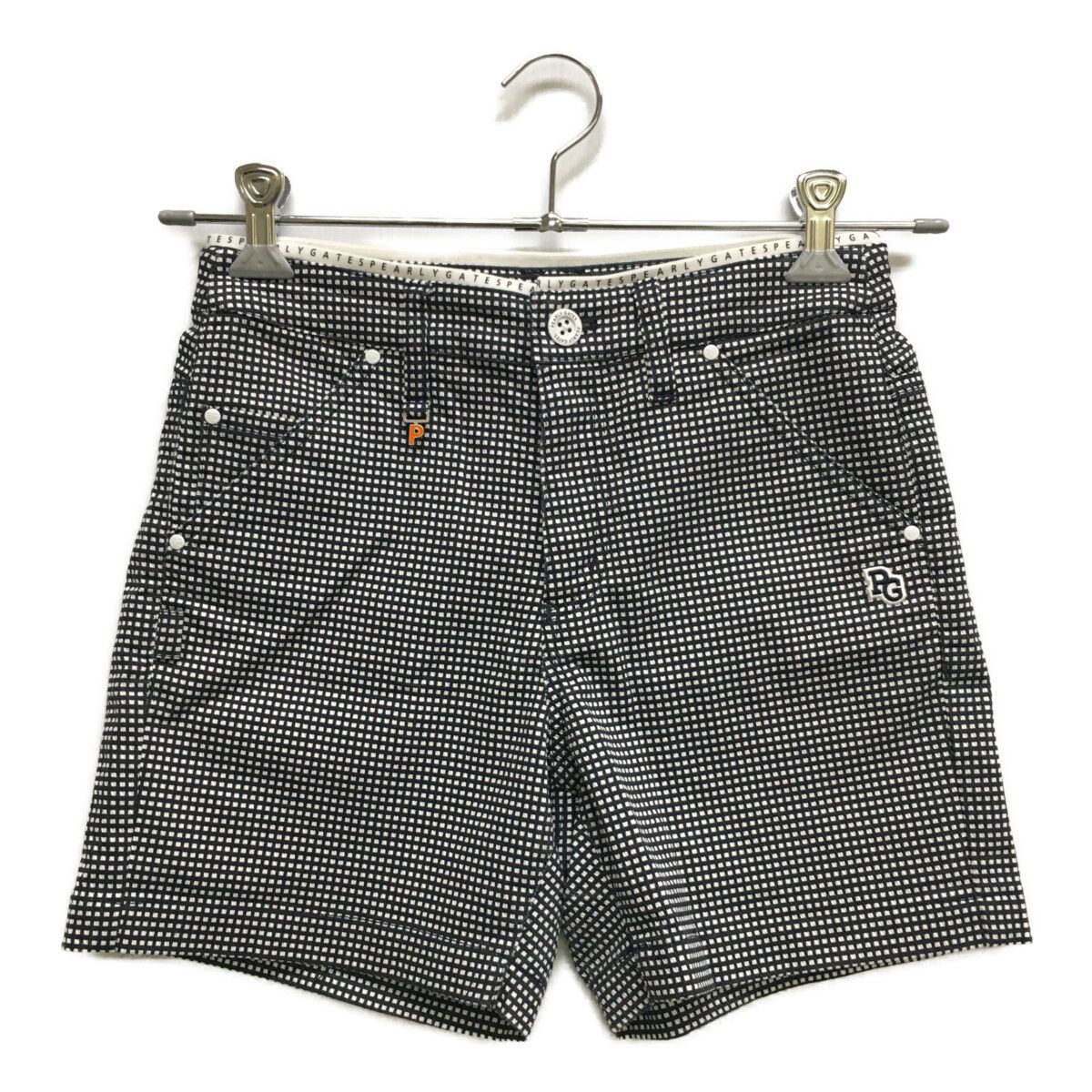 中古 レディース パーリーゲイツ PEARLY GATES ショートパンツ 00(XS) 濃紺×白 ストレッチ 格子柄 小さいサイズ