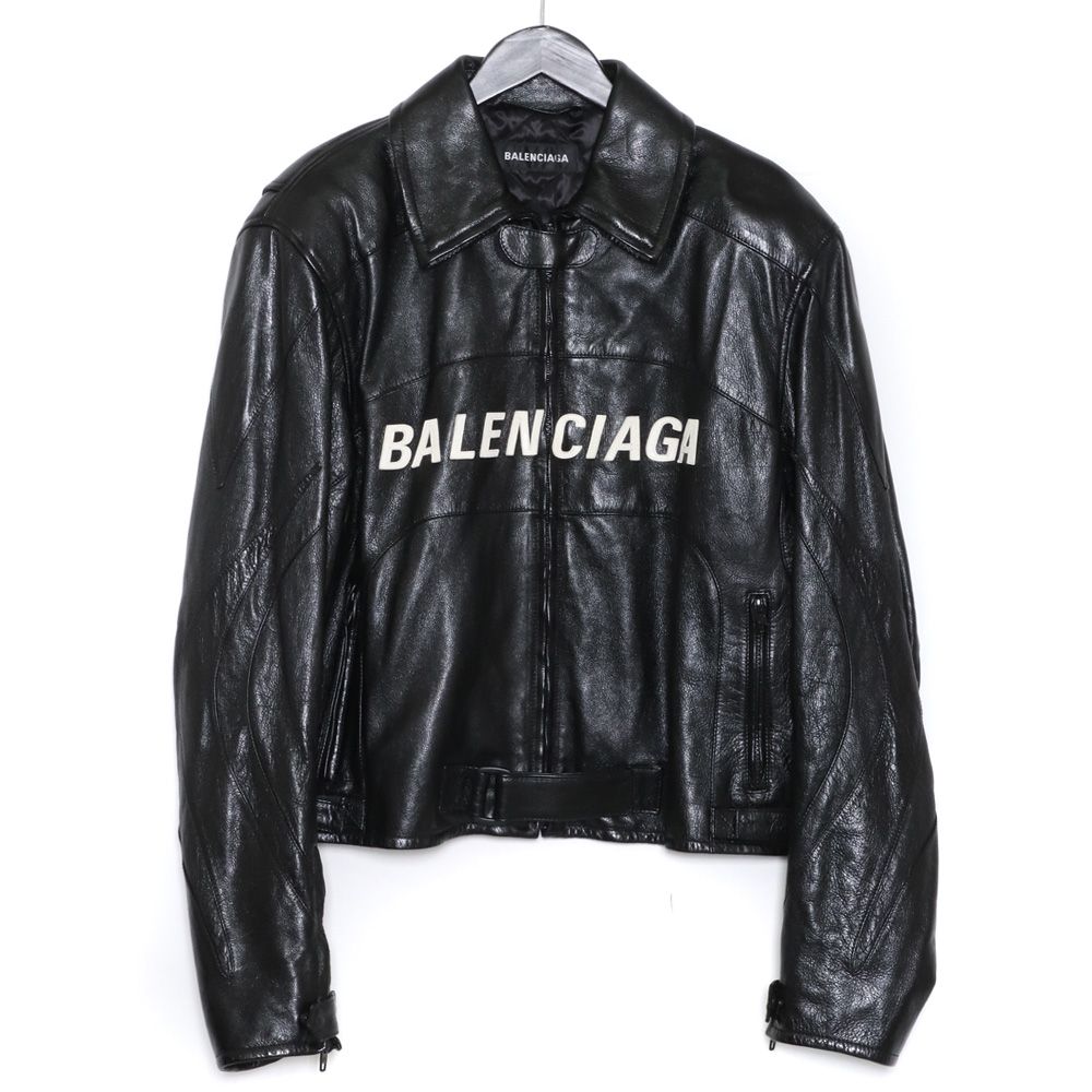 【新品】Balenciaga logo biker jacket レザー