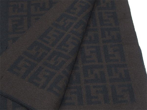 FENDI マフラー　ズッカ　ブラック×ブラウン　リバーシブル　匿名発送 フェンディ FENDI マフラー ストール ズッカ ブラウン ウール
