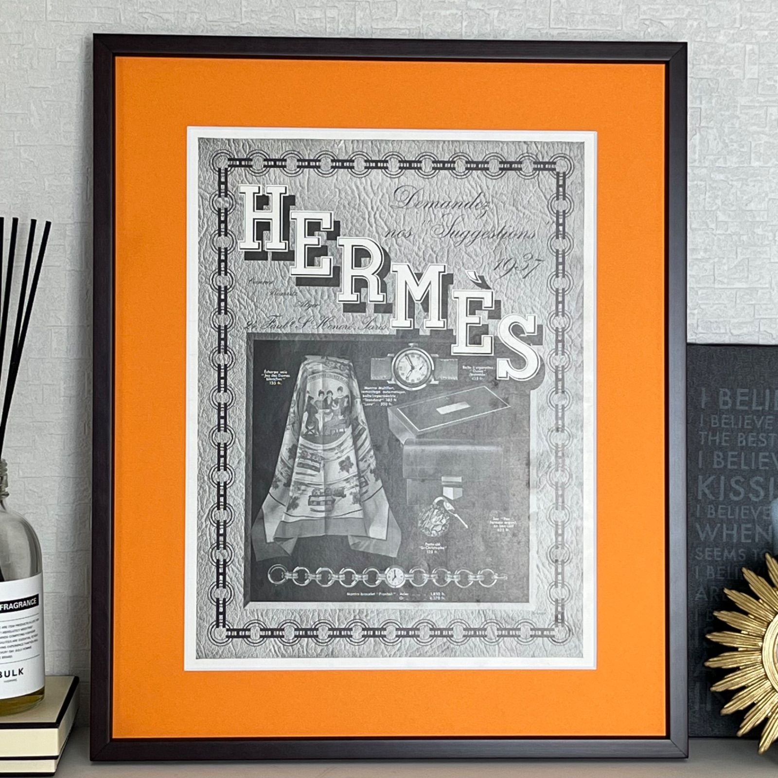 エルメスHERMES 額装ラグジュアリーエルメスインテリア