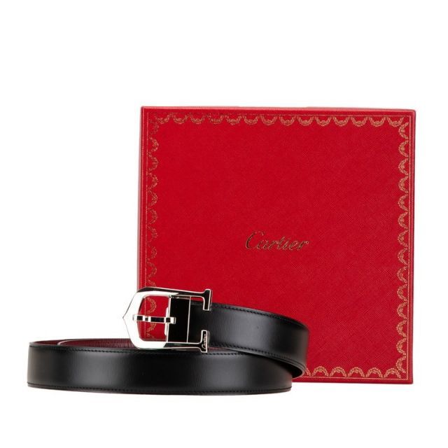 Cartier カルティエ Cバックル レザー ベルト ゴールド ボルドー