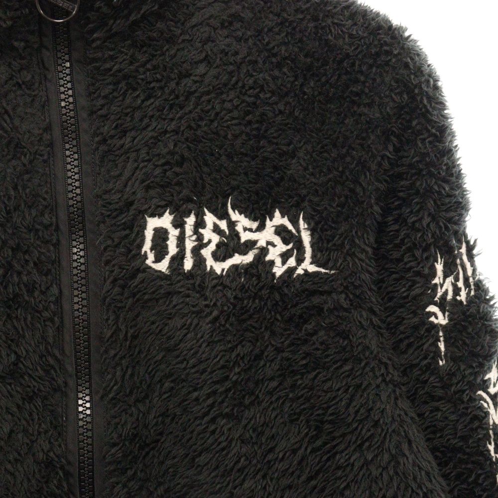 DIESEL (ディーゼル) FURRY-FL ボア 刺繍 ジップアップ ジャケット ブラック 00SYW0 0GAWB