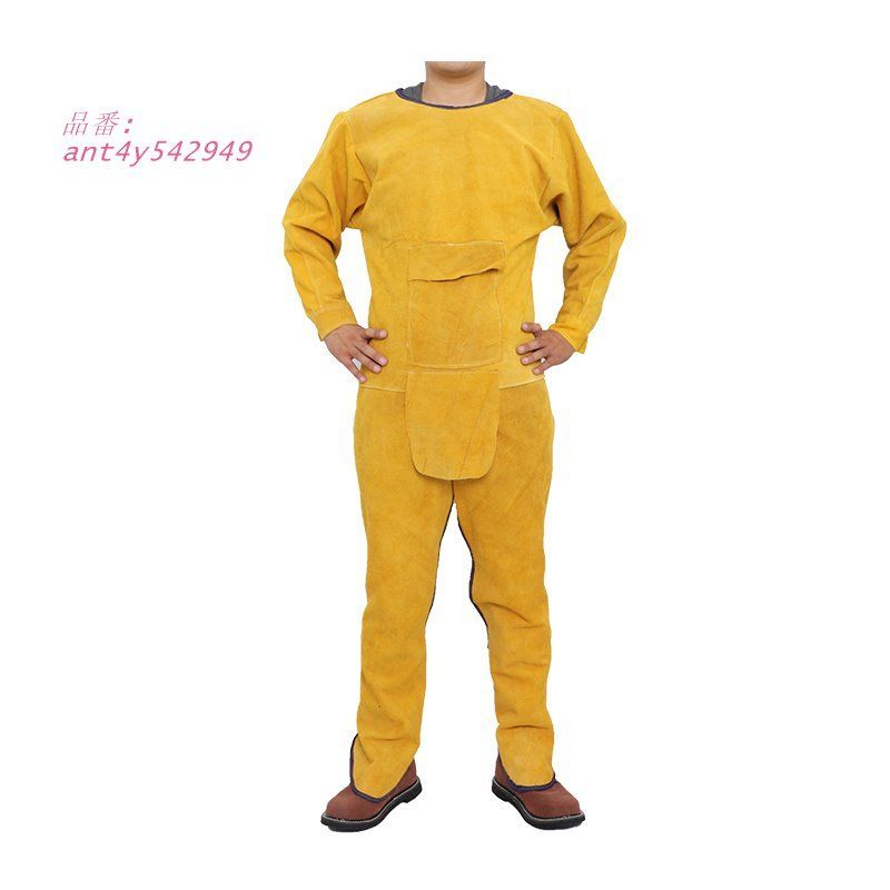 溶接エプロン 牛革 作業エプロン 大判 溶接用エプロン ツールポケット 防炎 作業服 防護服 ローネック 耐摩耗 電気溶接 耐熱 ant4y542949