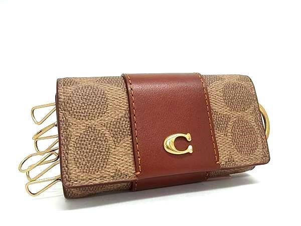 □新品同様□ COACH コーチ C1196 シグネチャー PVC×レザー 6連