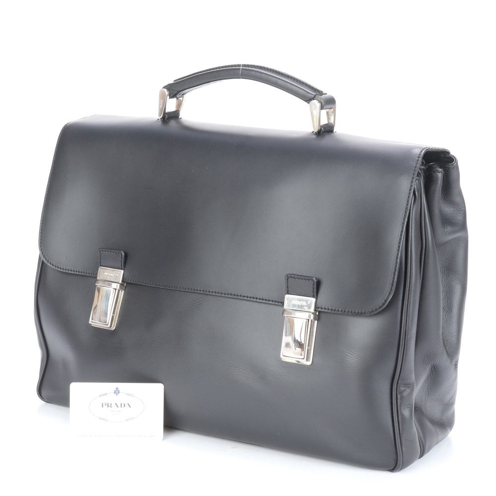 プラダ ビジネスバッグ サフィアーノレザー ギャランティ付 ブラック