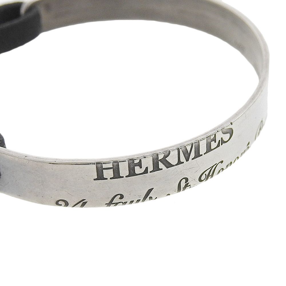 超美品 エルメス HERMES カルトゥーシュ シルバー925 プレート × レザー バングル ブレスレット SV925 レディース メンズ -  メルカリ