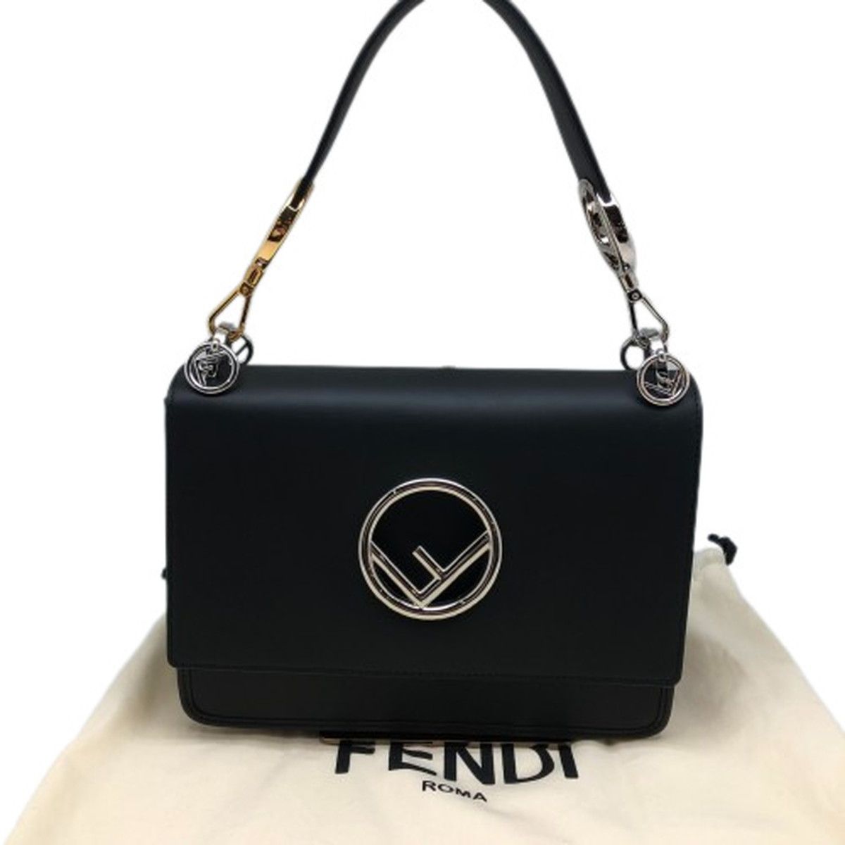 n*2様 Fendi ロゴ ハンドバッグ ブラック FENDI キャナイ KANI 2WAY ハンドバッグ 8BT284 2IH - メルカリ