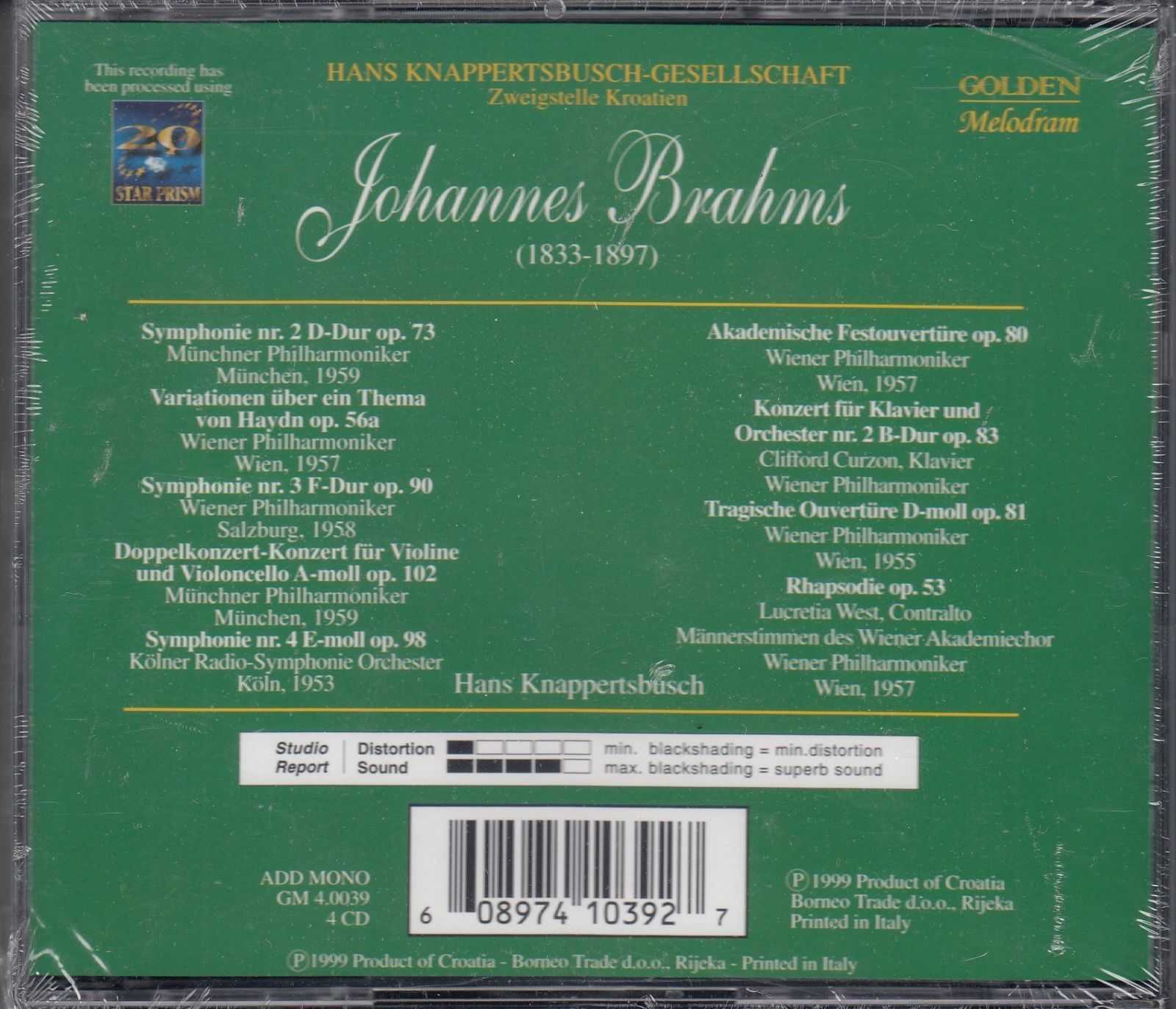 4CD/Golden Melodram]ブラームス:交響曲第3番ヘ長調Op.90&ハイドンの