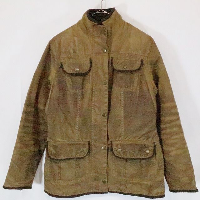 00s イングランド製 Barbour バブアー ユーティリティ オイルドジャケット オリーブ ( レディース UK10 ) 中古 古着 5/  m8793