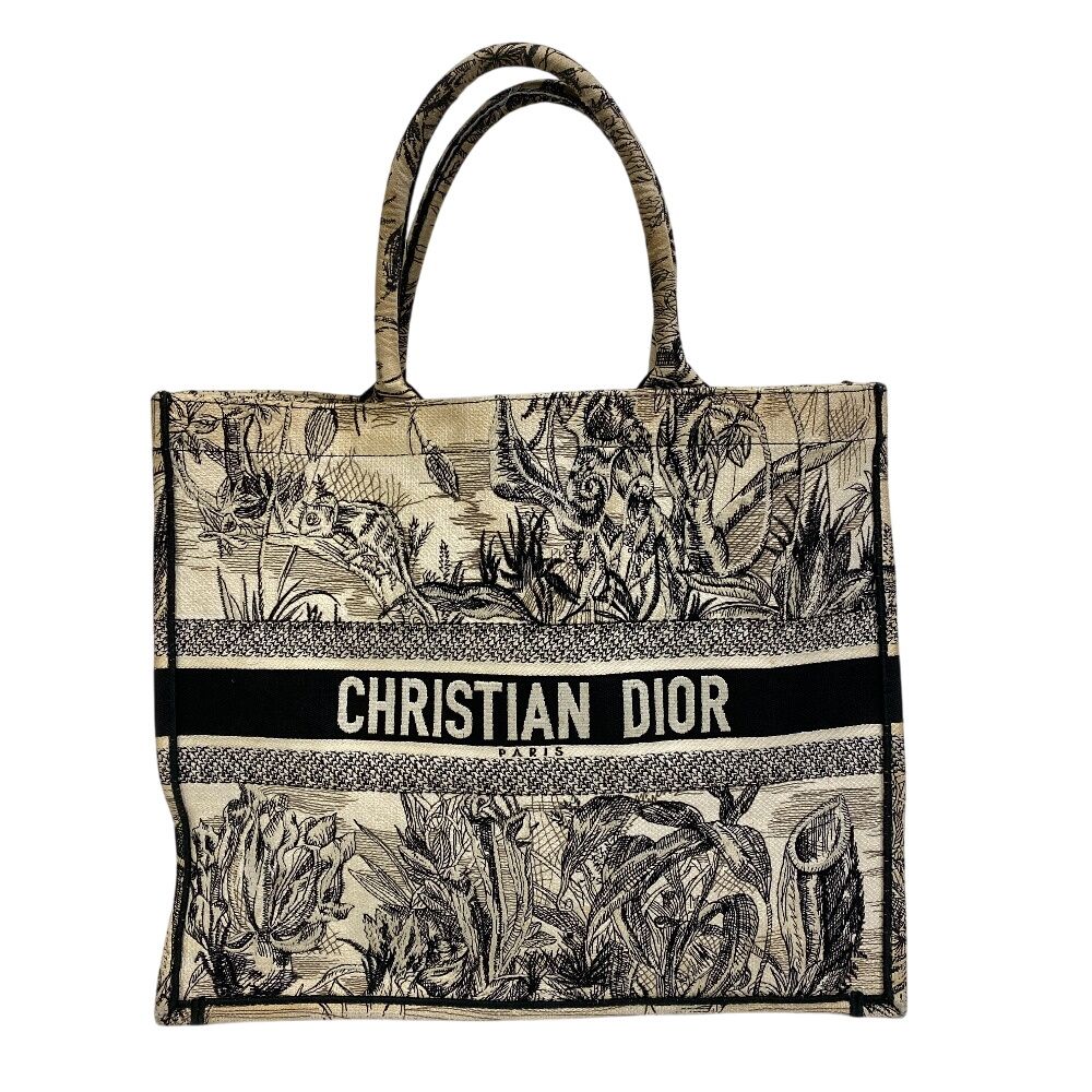 ５％OFF フォロワークーポン Christian Dior クリスチャンディオール トワル ドゥ ジュイ エンブロイダリー ブックトート ラージ トートバッグ バッグ カバン ブランド ショルダー おしゃれ ノートパソコン ブラック レディース