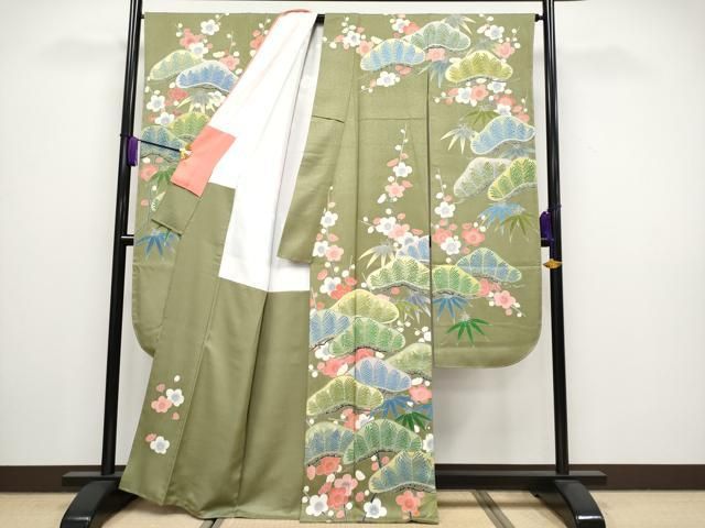 平和屋着物 上 振袖 友禅 松竹梅 海松色地 ♥ CYAA3437s5