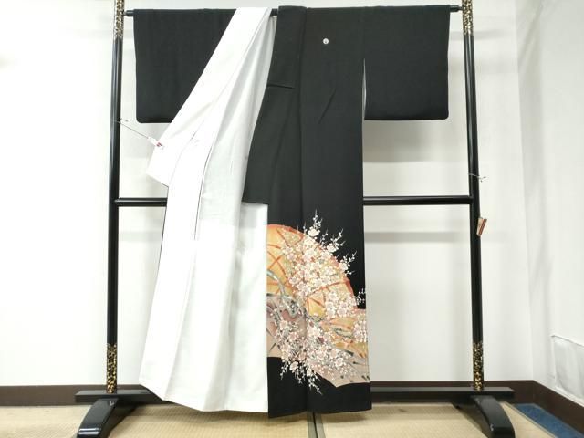 平和屋着物●豪華黒留袖 籬枝梅文 金彩 正絹 CAAW8680yc