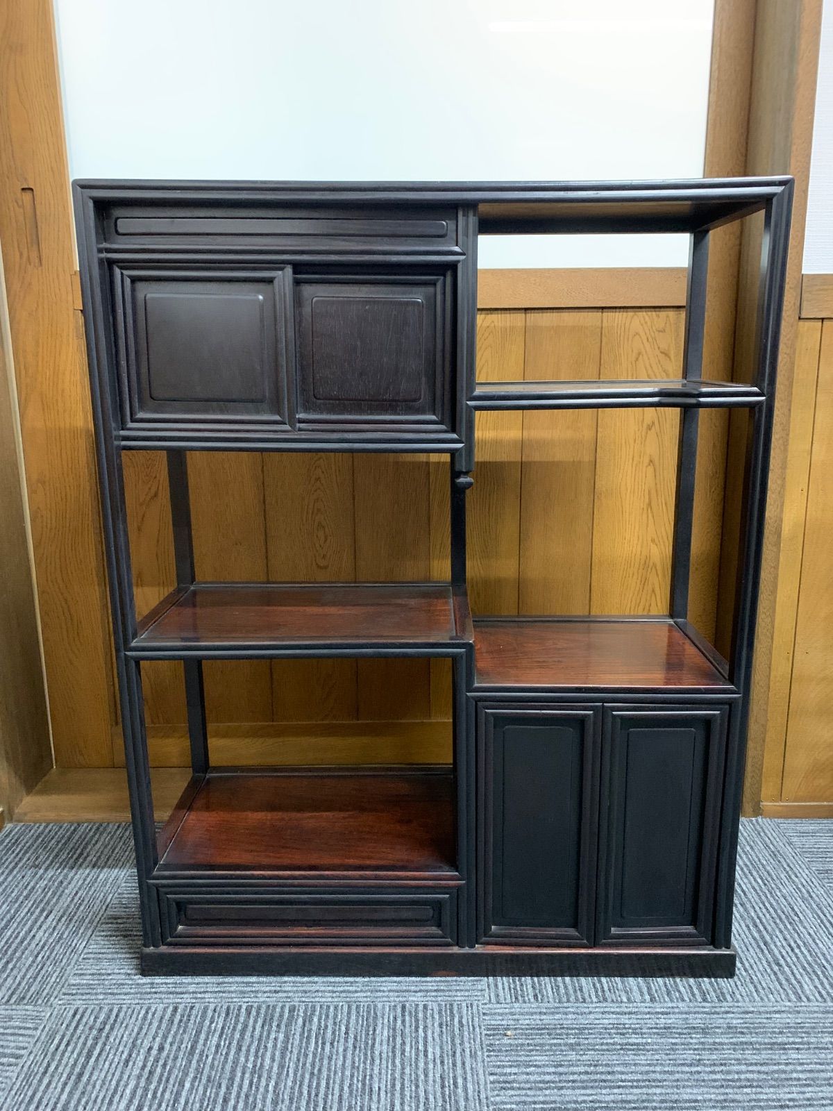 和製アンティーク 飾り棚 茶箪笥 唐木紫檀