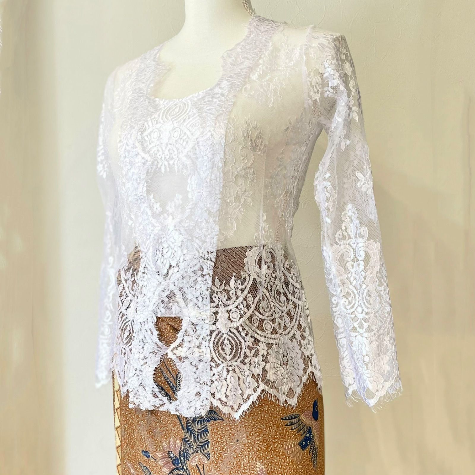 Kebaya クバヤ メタリック チュール【スノーホワイト】レーストップス