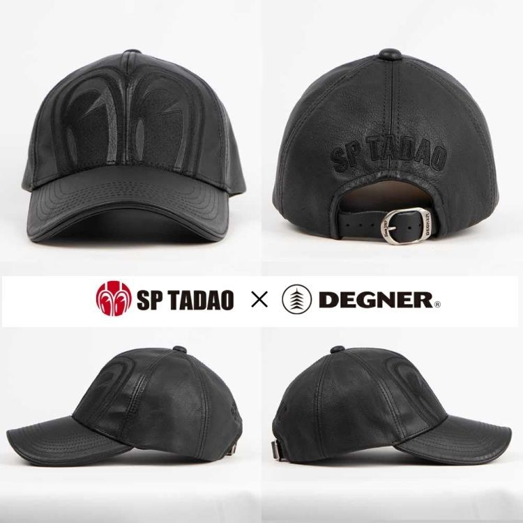 デグナー × SP忠男コラボ SP忠男レザーキャップ 牛革 SPCP-2 ブラック フリーサイズ SP TADAO X DEGNER